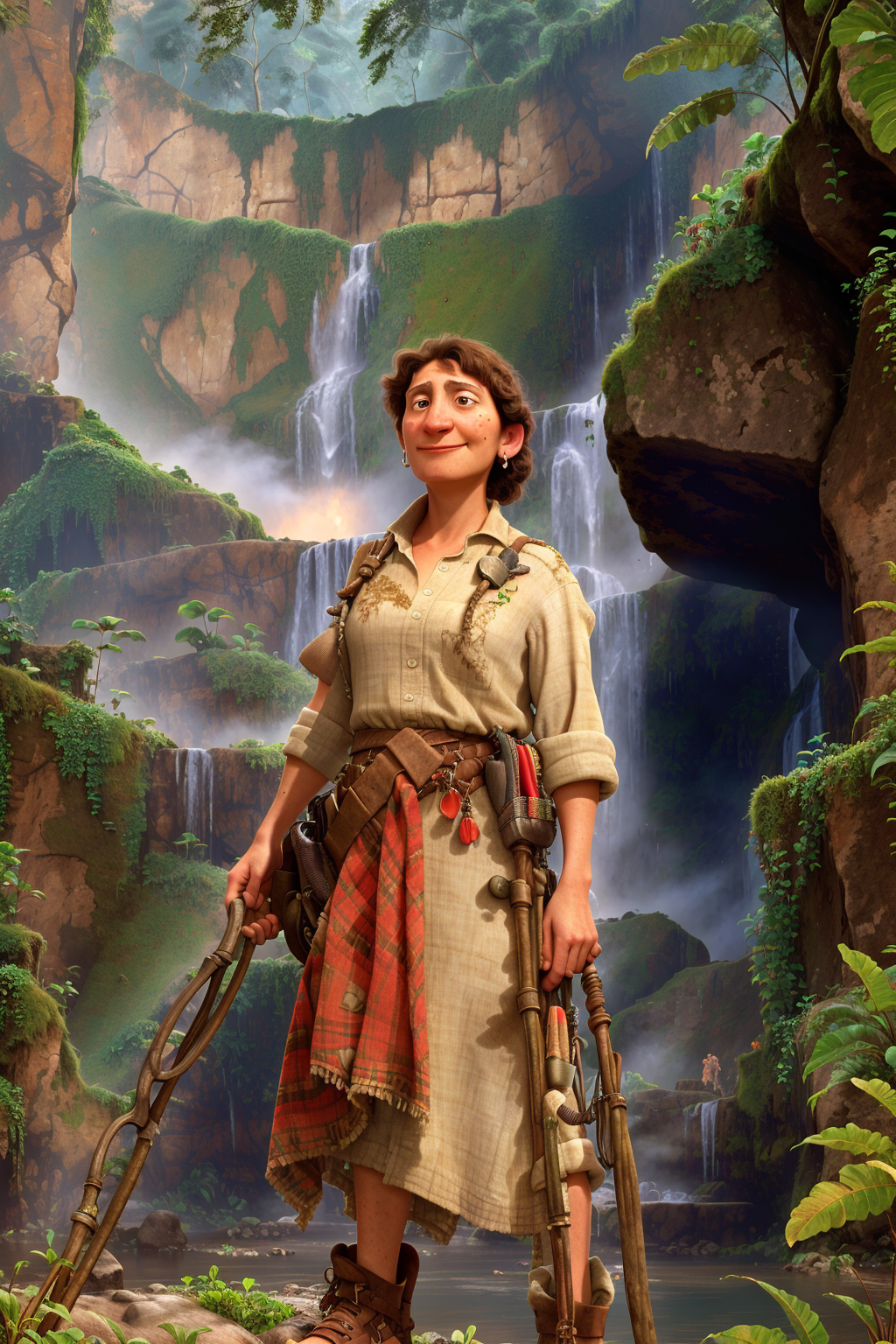 01527-2656233249-portrait of an old grandma near a waterfall in the jungle, back to the camera, indiana jones, lara croft, adventurer.png